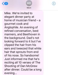 Texts From Mother: We're Invited to an Elegant Party